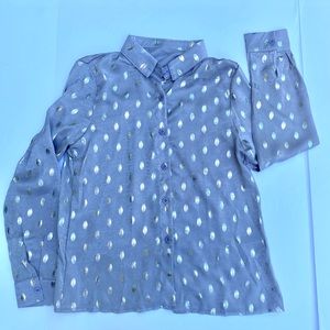 Fancy Button-down SHIRT w/Silver Dots Size Small